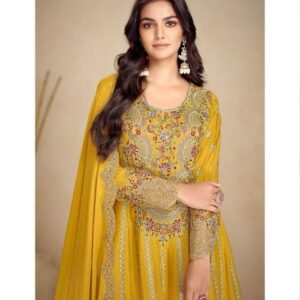 Gulkayra Designer Jalwa Series 7502 A-E Chinon Palazzo Style Designer Full Stitch Dress