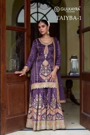 gulkayra designer taiyba vol 1 series 7629 c to 7629 e simmer silk party wear full stitch skirt kurt Home Rehmat Boutique gulkayra designer taiyba vol 1 series 7629 C to 7629 E simmer silk party wear full stitch skirt kurti with dupatta in wholesale surat