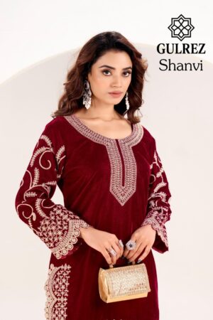 gulrez shanvi series 332001 to 332004 velvet readymade winter special co ord sets in wholesale surat Home Rehmat Boutique gulrez shanvi series 332001 to 332004 velvet readymade winter special co-ord sets in wholesale surat