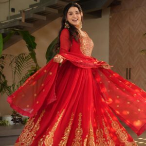 ka 1162 faux blooming readymade fashionable gown with dupatta