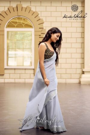 kashvi creation abhilasha vol 6 series 601-608 linen silk wholesale saree