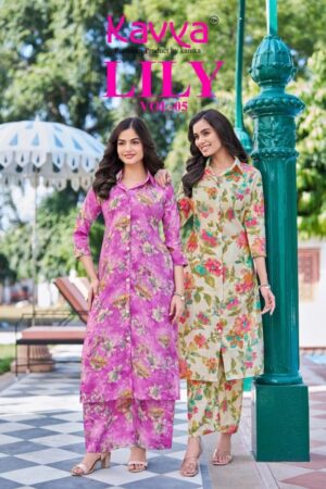 kavya lily vol 5 series 5001 to 5010 capsule print readymade classic co-ord sets in wholesale surat