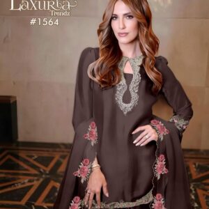 laxuria trendz 1564 satin farshi style readymade pakistani suits in wholesale surat