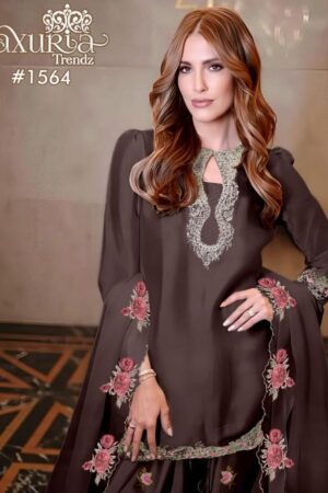 laxuria trendz 1564 satin farshi style readymade pakistani suits in wholesale surat