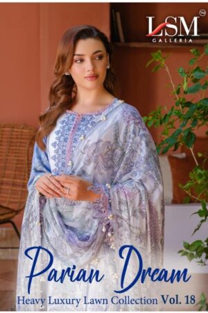 lsm parian dream heavy lawn collection vol 18 series 1801 to 1806 lawn pakistani salwar kameez in wholesale surat