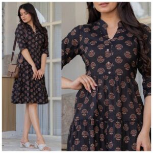modern readymade ruffle cotton midi one pieces combo kurti in wholesale surat