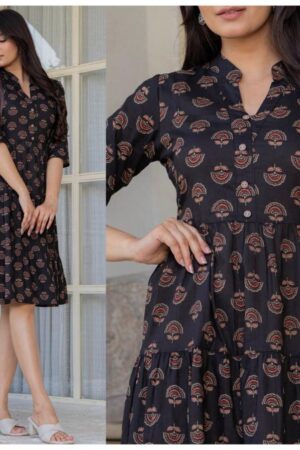 modern readymade ruffle cotton midi one pieces combo kurti in wholesale surat