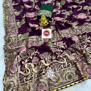 MS Brand Banarasi Meena Dola silk Heavy jari Weaving work saree in wholesale surat