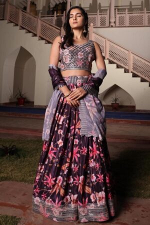 PR 9STAR FASHION MAYESHA CHINON WITH EMBRODERY WORK FANCY DESIGNER LEHENGA CHOLI IN WHOLESALE SURAT