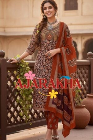 pr ajarakha cotton readymade elegance plus size suit in wholesale surat