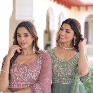 Pr KA-1213 Faux Blooming With Sequins Embroidered work suit in wholesale surat