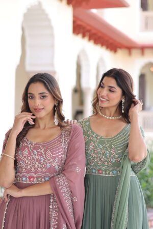 Pr KA-1213 Faux Blooming With Sequins Embroidered work suit in wholesale surat