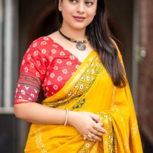 pr kc 496 pretty look chanderi magic ajrakh saree in wholesale surat