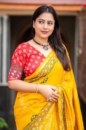 pr kc 496 pretty look chanderi magic ajrakh saree in wholesale surat