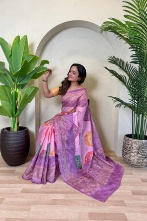 pr kesariya tissue silk weaving bandhani prints best saree in wholesale surat