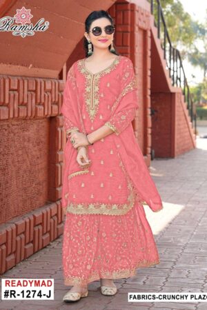 ramsha r 1274 I to L nx fully stitch amazing crunchy pakistani plazzo suit in wholesale surat