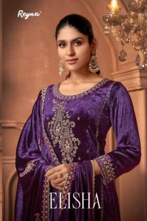reyna elisha series 10458 to 10461 viscose velvet solid design salwar kameez in wholesale surat