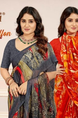 ruchi star chiffon vol 218 series 60301 A to 60303 D trendy chiffon sarees in wholesale surat