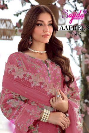 sajida designer aafreen vol 2 series 1058 a to 1058 d organza pakistani suit in wholesale surat 2025 Home Rehmat Boutique sajida designer aafreen vol 2 series 1058 A to 1058 D organza pakistani suit in wholesale surat