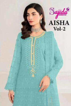 sajida designer aisha vol 2 series 1015 e to 1015 h organza designer pakistani suits in wholesale su Home Rehmat Boutique sajida designer aisha vol 2 series 1015 E to 1015 H organza designer pakistani suits in wholesale surat