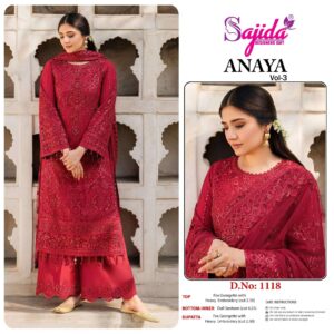 sajida designer anaya vol 3 georgette 1118 single pakistani suit in wholesale surat