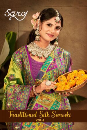Saroj Traditional Satin Silk vol.2 series 1001 to 1004 Tissue silk saree in wholesale surat