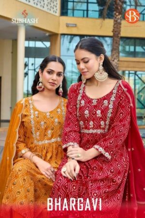 sbs launch bhargavi series 6115 to 6118 rayon readymade classic suit in wholesale surat