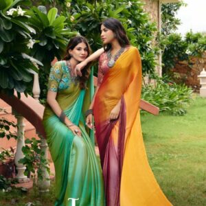 stavan jaana series 1001 to 1010 amazing jari chiffon latest saree in wholesale surat