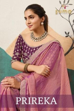 suma designer prireka series 14001 To 14006 nc moss traditional saree in wholesale surat
