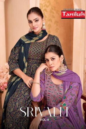 taniksh srivalli vol 4 series 4001 to 4008 amazing capsule foil print fully stitch suit in wholesale surat