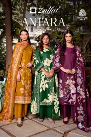 zulfat antara series 689001 to 689006 stylish woollen pashmina salwar kameez in wholesale surat