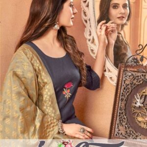 Avc Ice Cream Series 1001-1007  Handloom Slub Kurti With Banarasi Dupatta