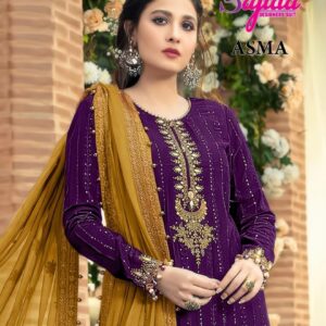 asma sajida designer series 1128 A to 1128 E georgette hit design pakistani salwar kameez in wholesale surat