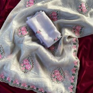 BT-53 Gold Crush multi-thread embroidered work saree in wholesale surat