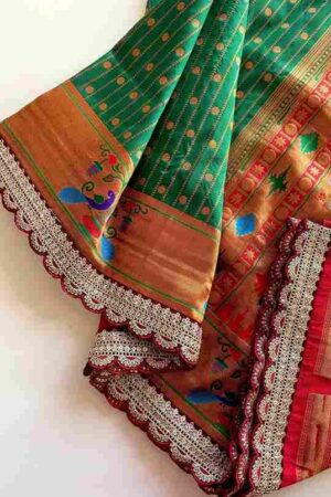 BT-53 Mihira Lace Pure Paithani Silk Polka Weaving Wholesale Sarees in Surat