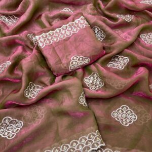 BT-57 Ash Silk Fabric Fancy Sequince & Thread work saree in wholesale surat