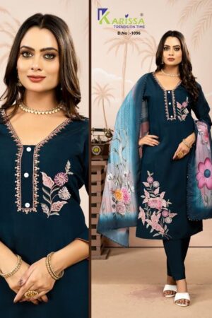 karissa 1093-1096 readymade unique viscose roman silk suit in wholesale surat