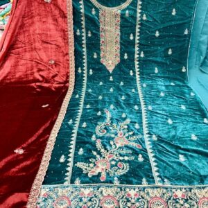 pr anita viscose makhmal velvet trendy winter suits in wholesale surat