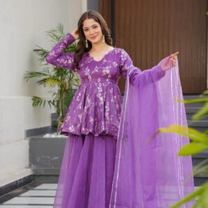 readymade exclusive silk sharara kurti with dupatta in wholesale surat