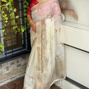 pr kasturi tissue silk thread work saree in wholesale surat