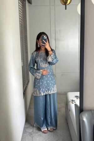 pr modern fully stitch unique combo viscose muslin co-ord set in wholesale surat