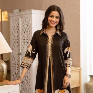 pr modern german rayon fully stitch pretty look combo kurti with pant in wholesale surat