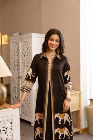 pr modern german rayon fully stitch pretty look combo kurti with pant in wholesale surat