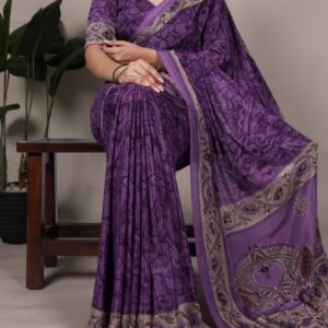 pr ynf7056 crape printed stylish look sarees in wholesale surat