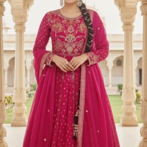 PURE CHINON CHIFFON DESIGNER ANARKALI GOWN KURTI WITH DUPATTA IN WHOLESALE SURAT