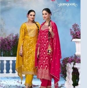 rangoon soumya series 9091 to 9094 rusian jacquard elegance readymade suit in wholesale surat