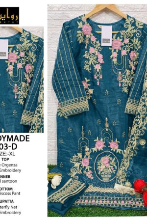 rawayat 003 ade pure organza readymade pakistani suit