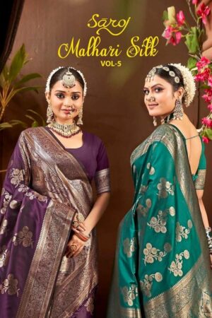 Saroj Malhari silk vol.5 series 1001 to 1006 50*600 silk saree in wholesale surat