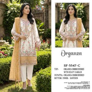 shree fabs series 5547 A to 5547 D unique organza pakistani suit in wholesale surat