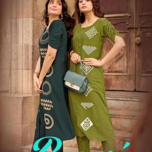 mittoo baawri series 3001-3006 rayon wholesale kurti with bottom